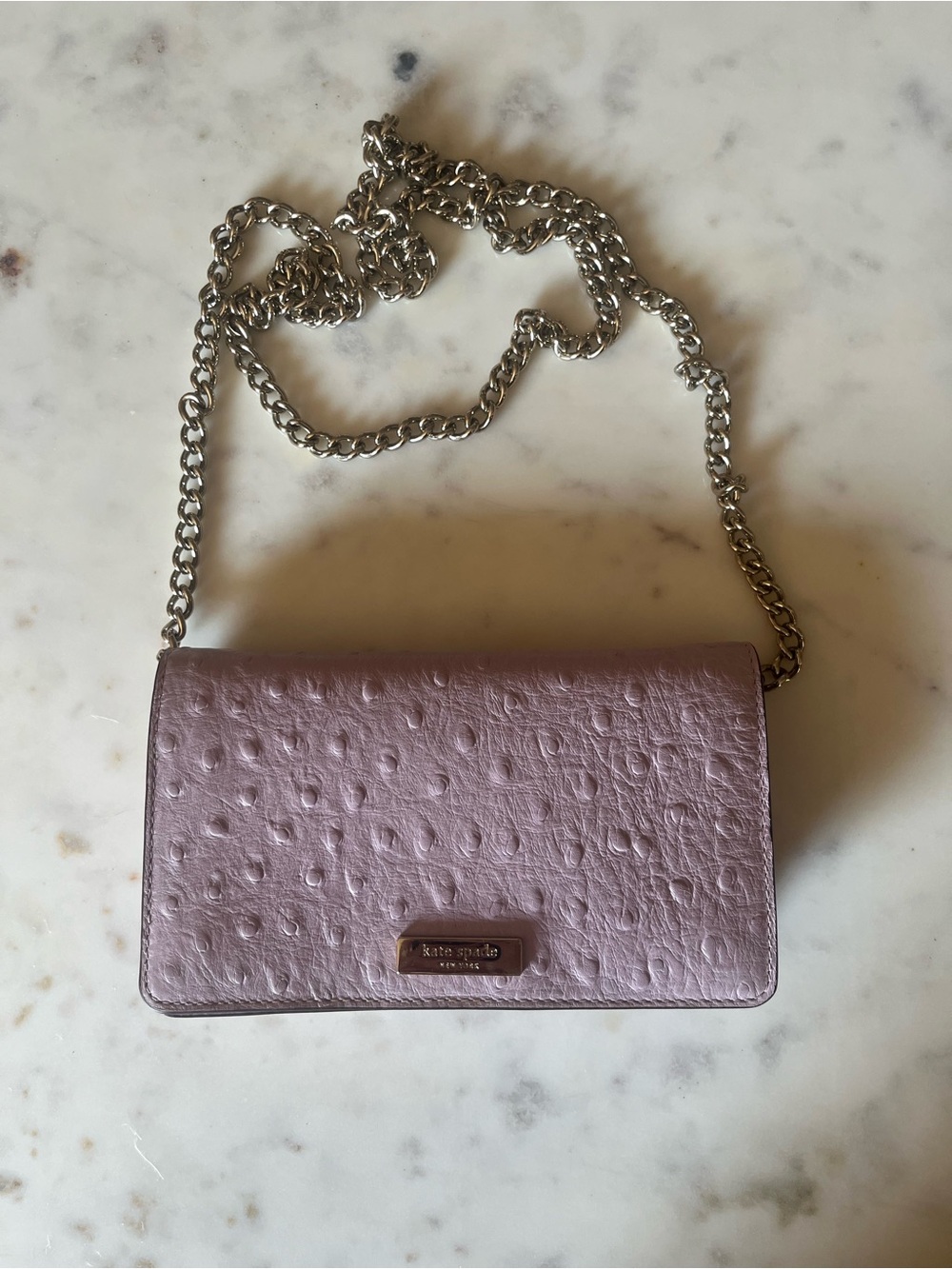 kate spade lilac faux crocodile crossbody bag with chain strap